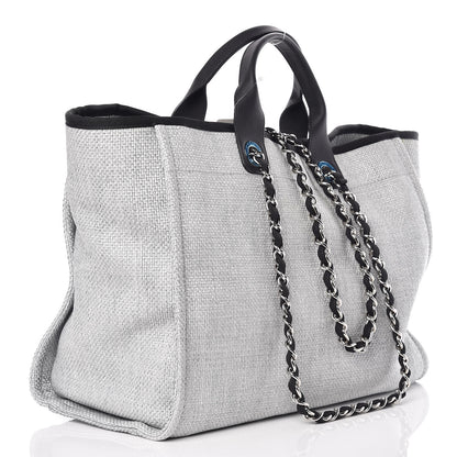 Chanel Woven Straw Raffia Deauville Large Tote Grey 4 of 10