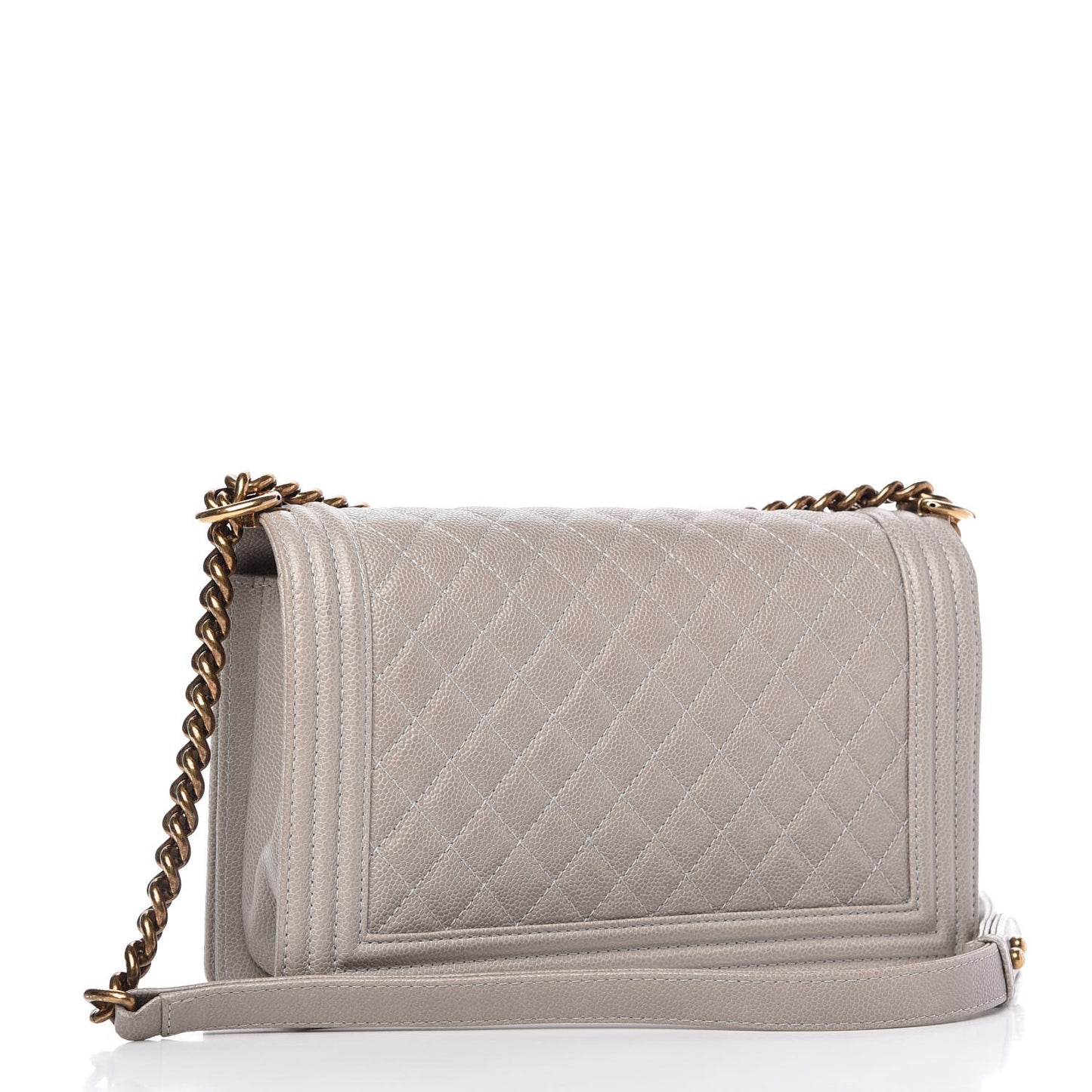 Caviar Quilted New Medium Boy Flap Grey