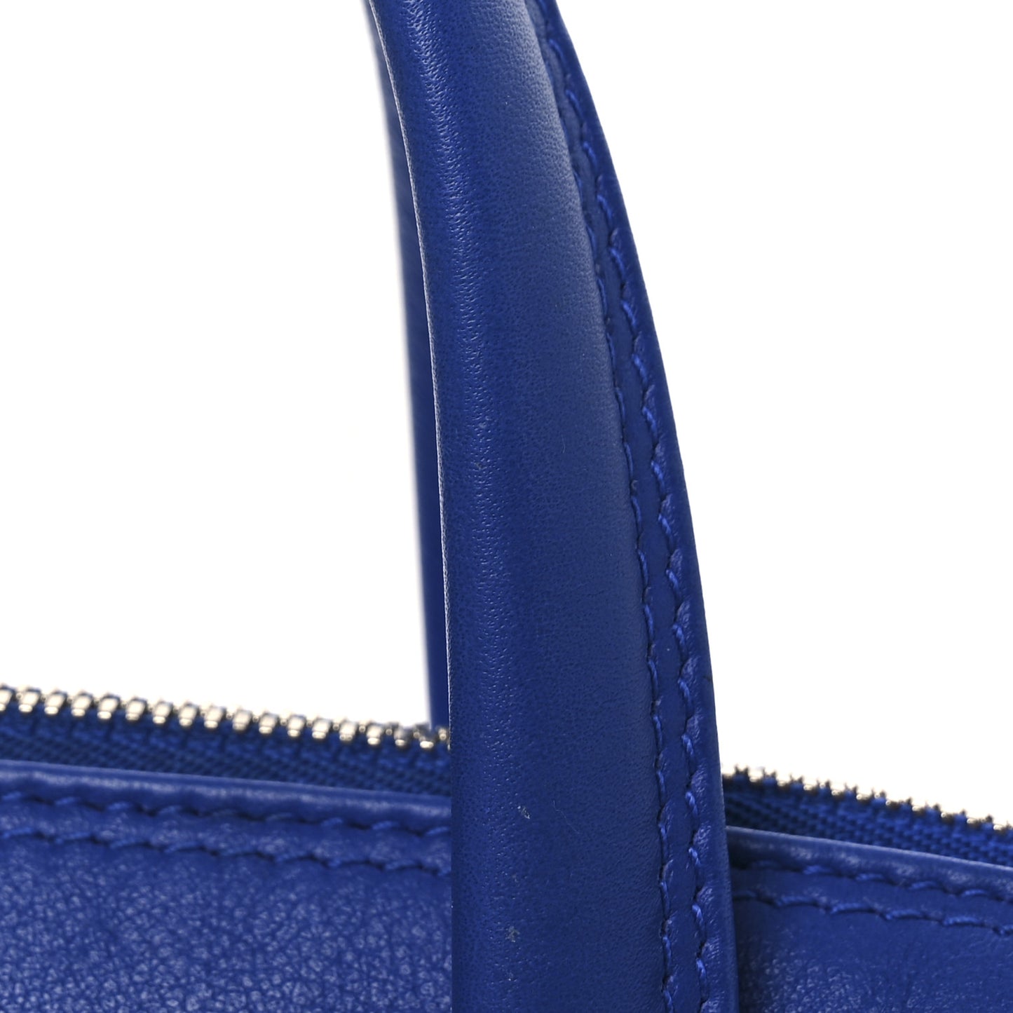 Shiny Day Calfskin Logo XS Triangle Chain Duffle Bleu Roi White