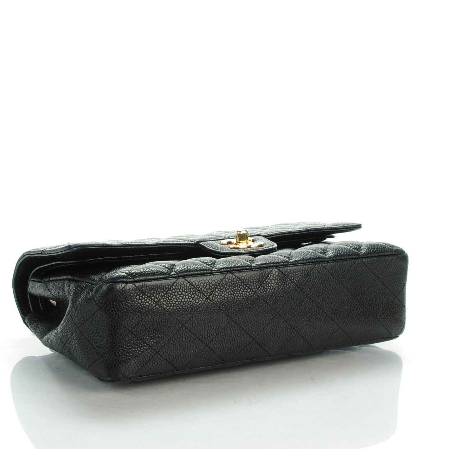 Caviar Quilted Medium Double Flap Black