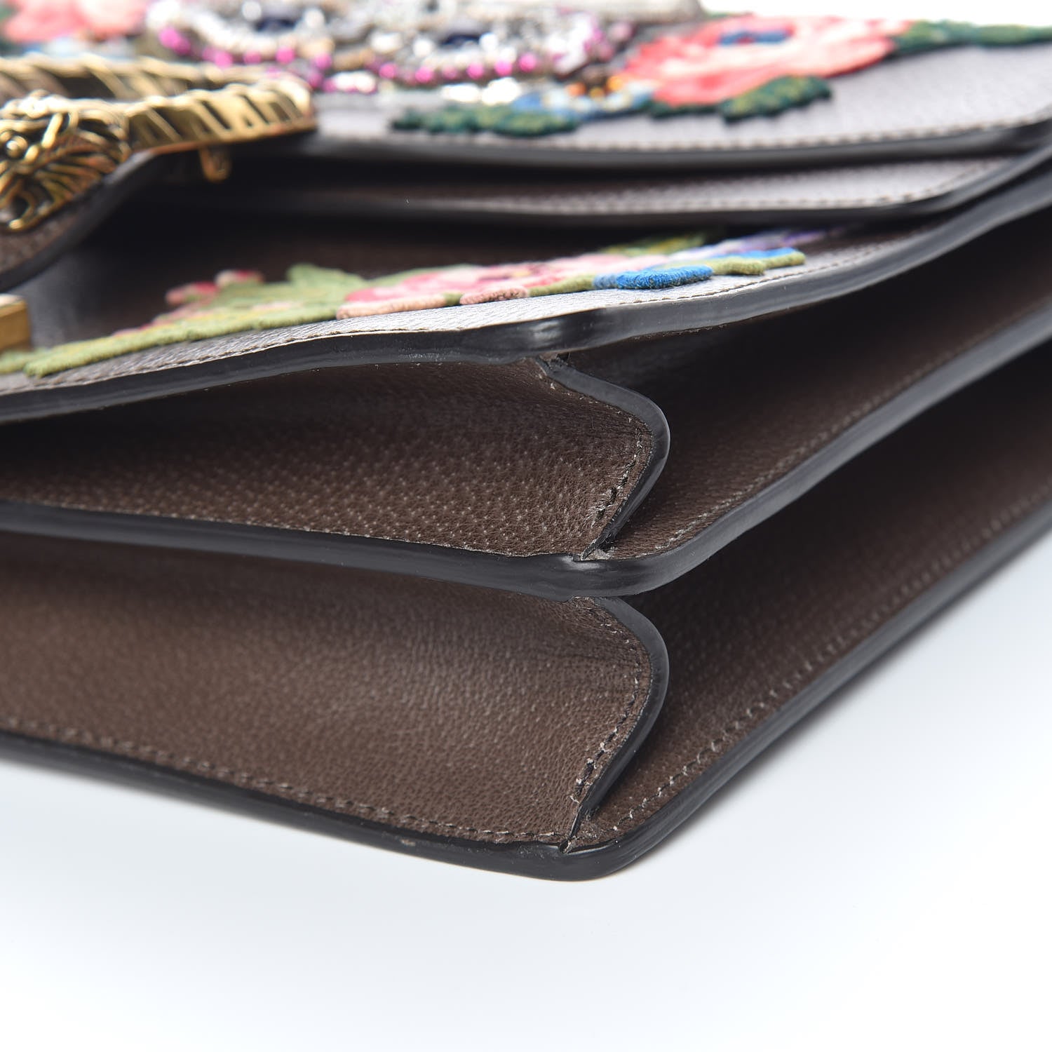 Gucci Calfskin Web Owl Embroidered Medium Dionysus Shoulder Bag New Acero Multicolor 11 of 12