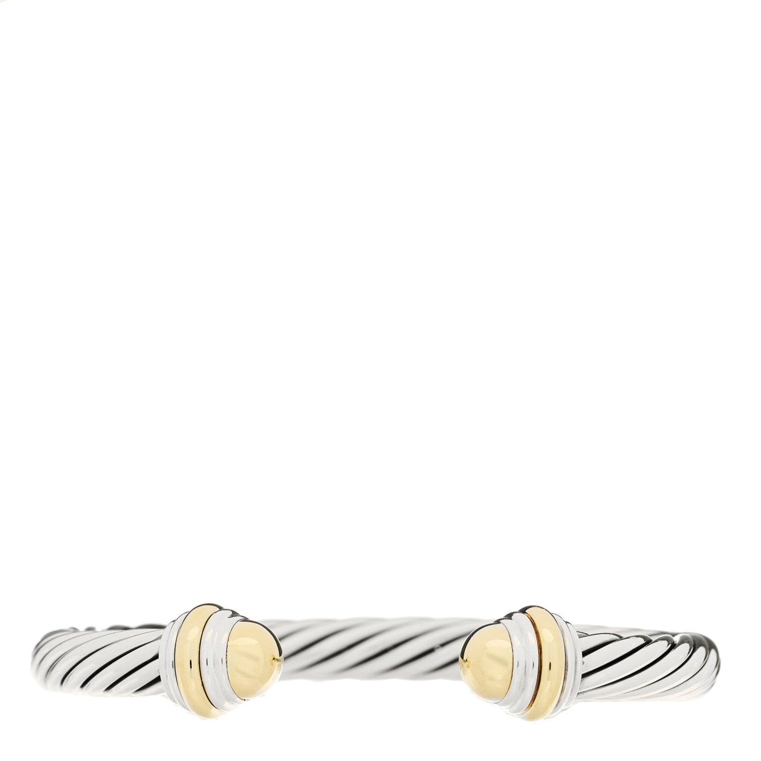 David Yurman Sterling Silver 14K Yellow Gold 7mm Cable Classics Dome Bracelet 1 of 3