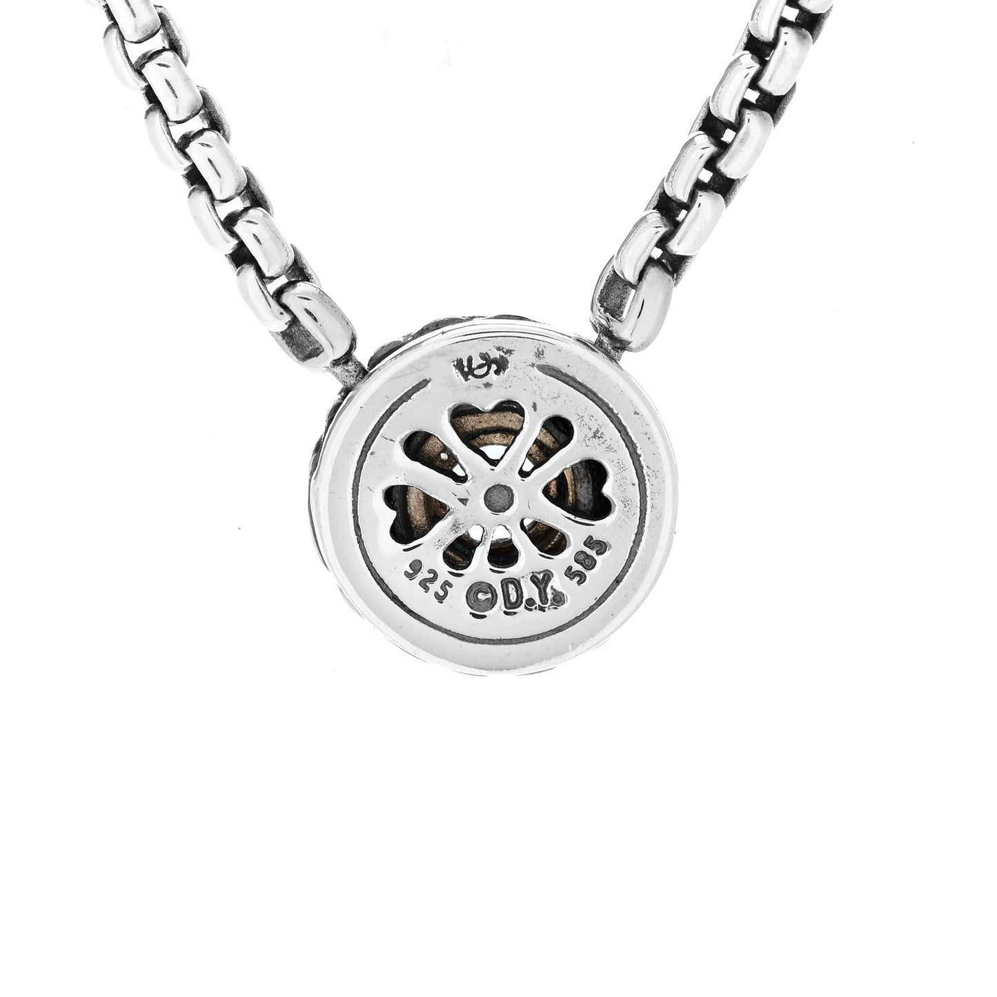 Sterling Silver 14K Yellow Gold Blue Topaz 12mm Cookie Pendant Necklace