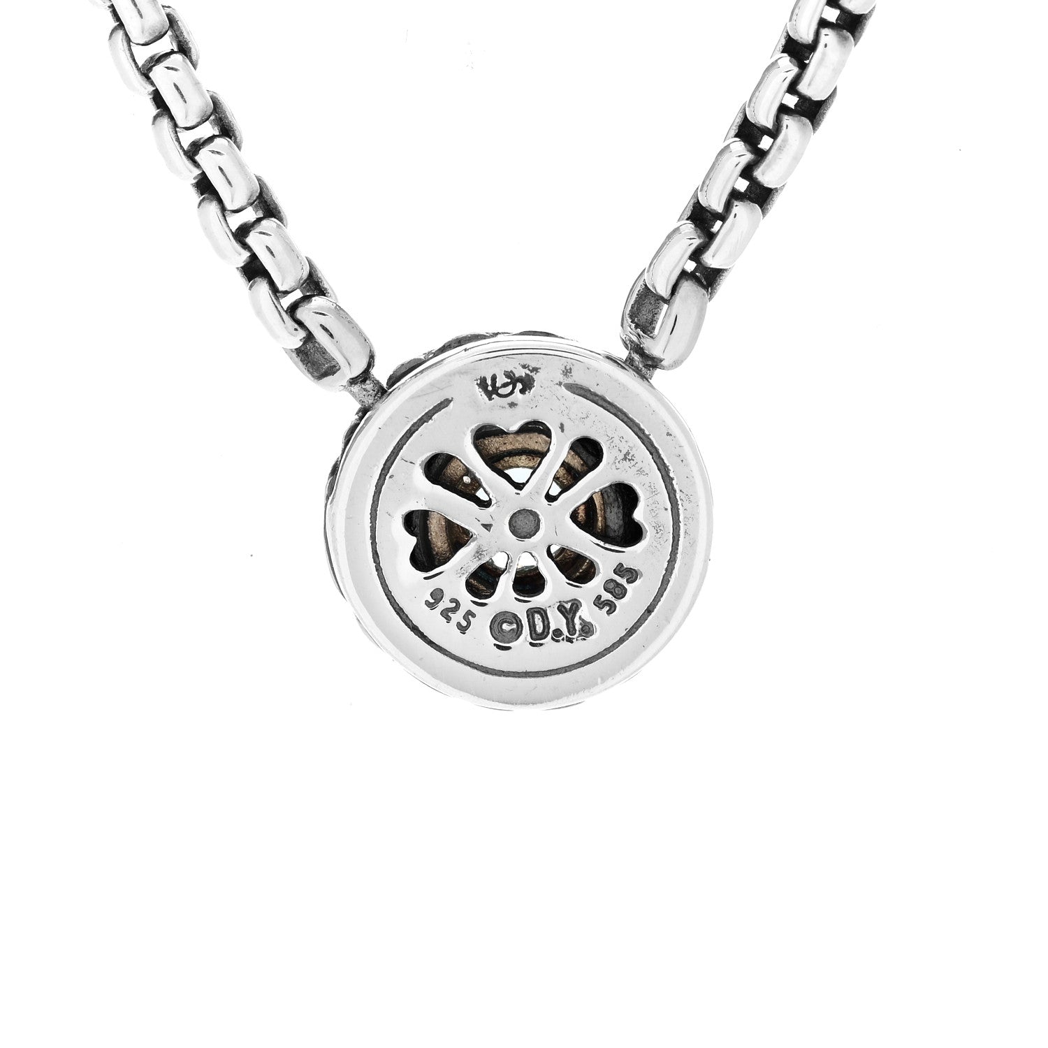 David Yurman Sterling Silver 14K Yellow Gold Blue Topaz 12mm Cookie Pendant Necklace 3 of 3