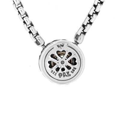 David Yurman Sterling Silver 14K Yellow Gold Blue Topaz 12mm Cookie Pendant Necklace 3 of 3