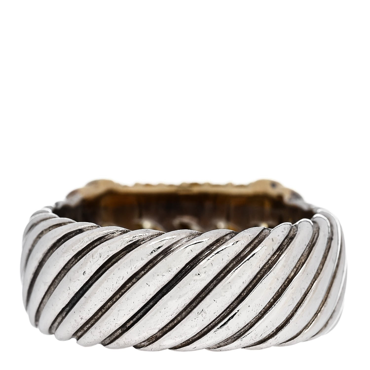 David Yurman Sterling Silver 18K Yellow Gold Yellow Sapphire 10mm Metro Cable Ring 54 7 3 of 4