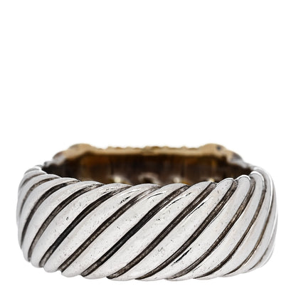 David Yurman Sterling Silver 18K Yellow Gold Yellow Sapphire 10mm Metro Cable Ring 54 7 3 of 4