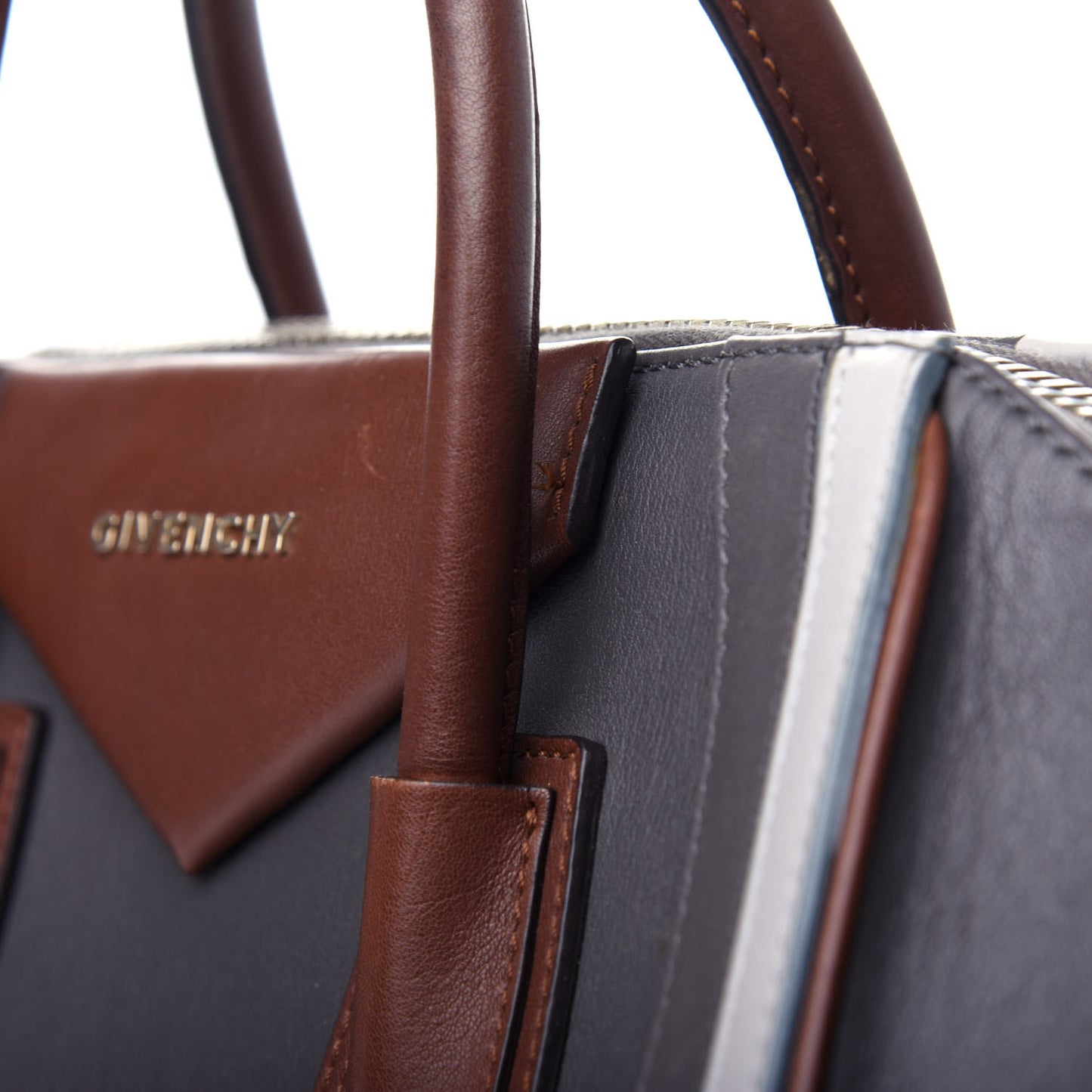 Smooth Calfskin Medium Tri-Color Antigona Dark Grey