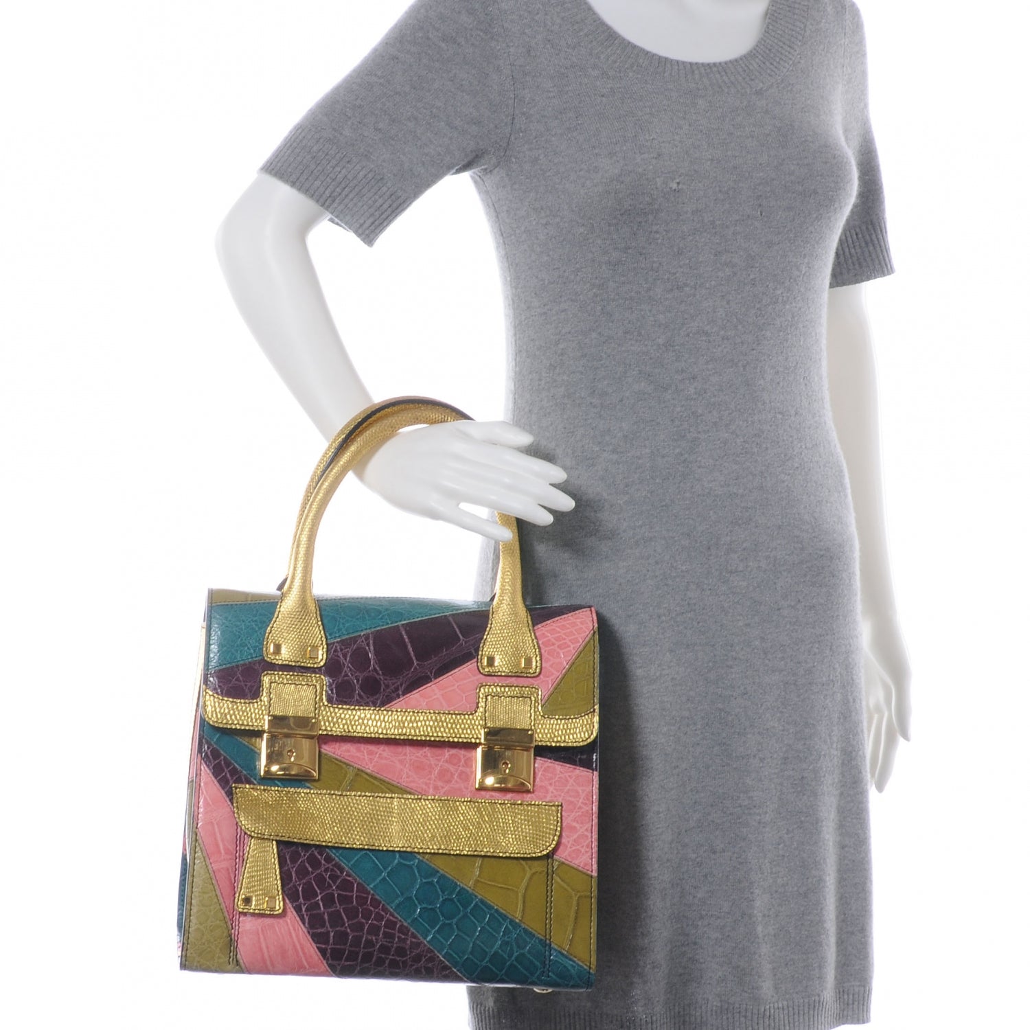 Valentino Garavani Patchwork Crocodile Dome Handbag Multicolor 2 of 9