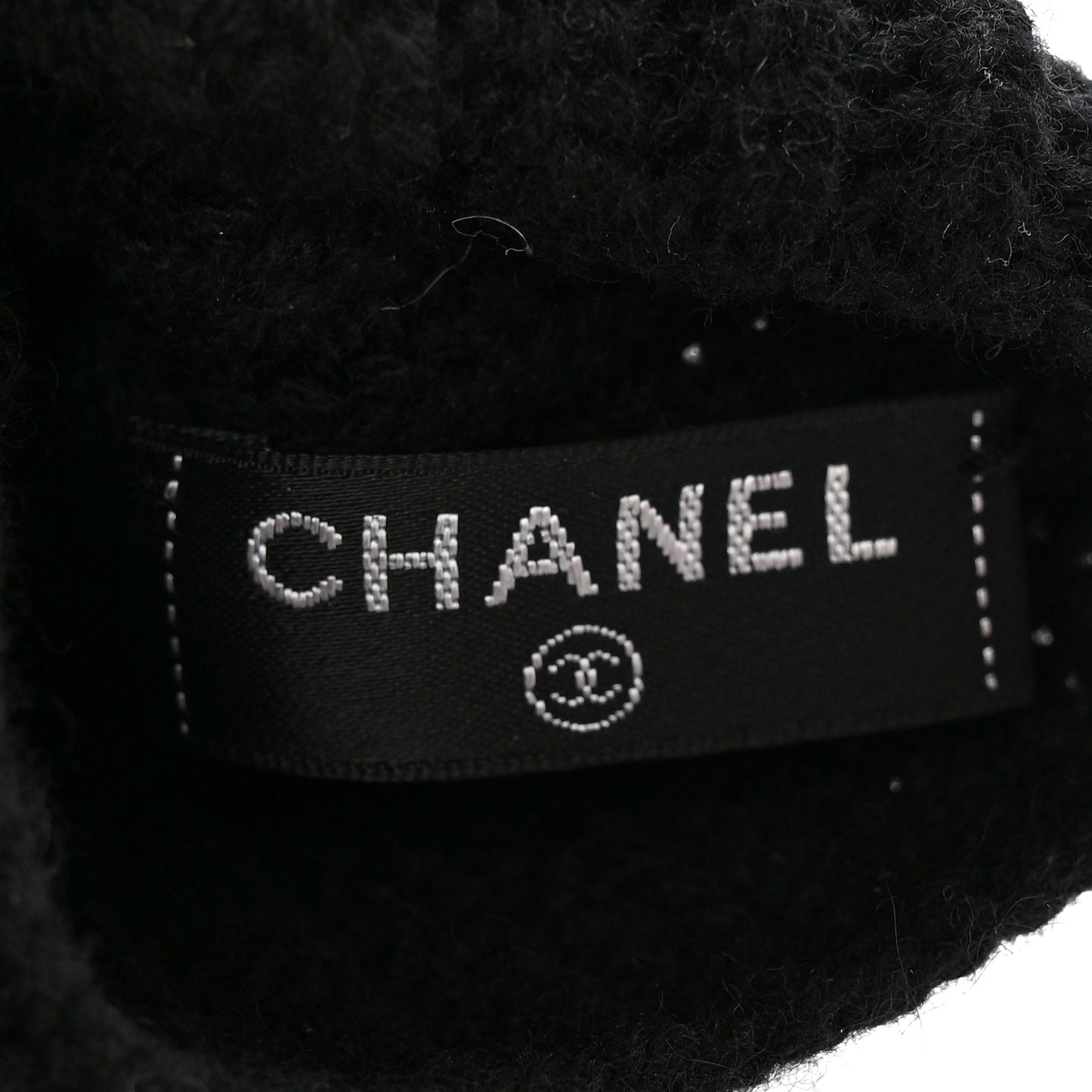 Wool Cashmere Knit Fingerless Gloves Black White
