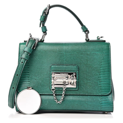 Dolce & Gabbana Lizard Calfskin Embossed Small Monica Top Handle Bag Green 1 of 13