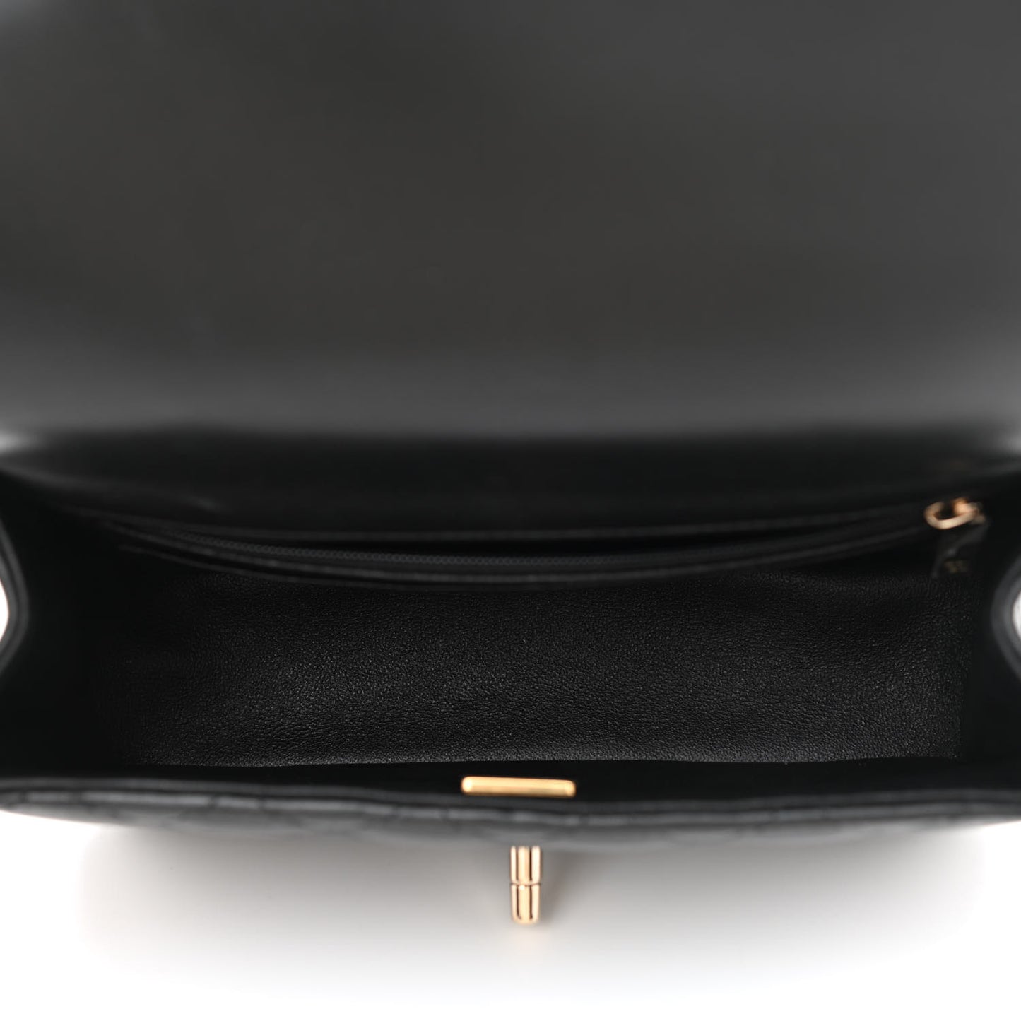 Lambskin Quilted Mini Top Handle Rectangular Flap Black