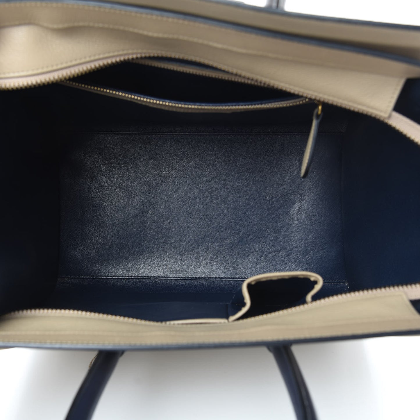 Drummed Calfskin Mini Bi-Color Luggage Navy Dune