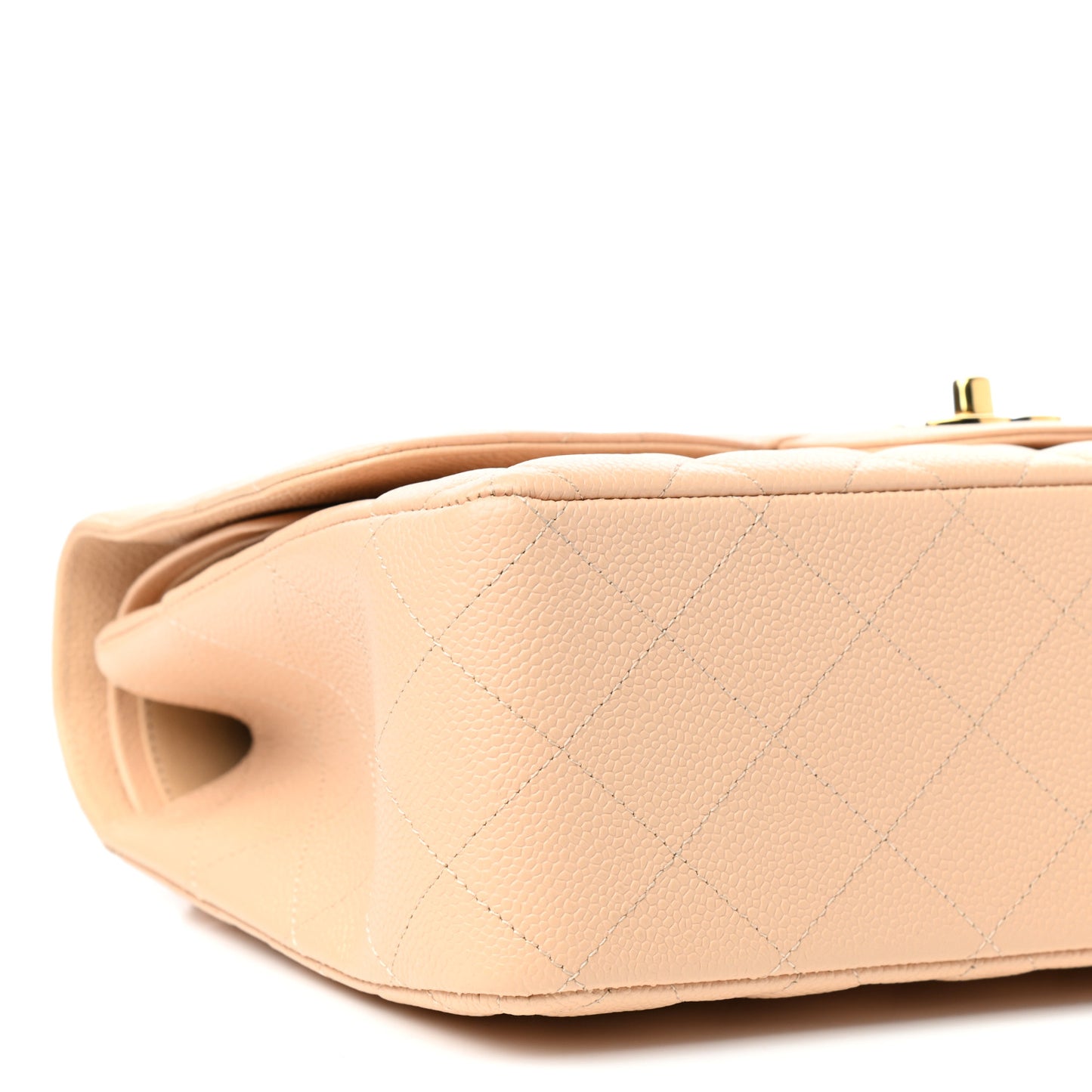 Caviar Quilted Jumbo Double Flap Beige