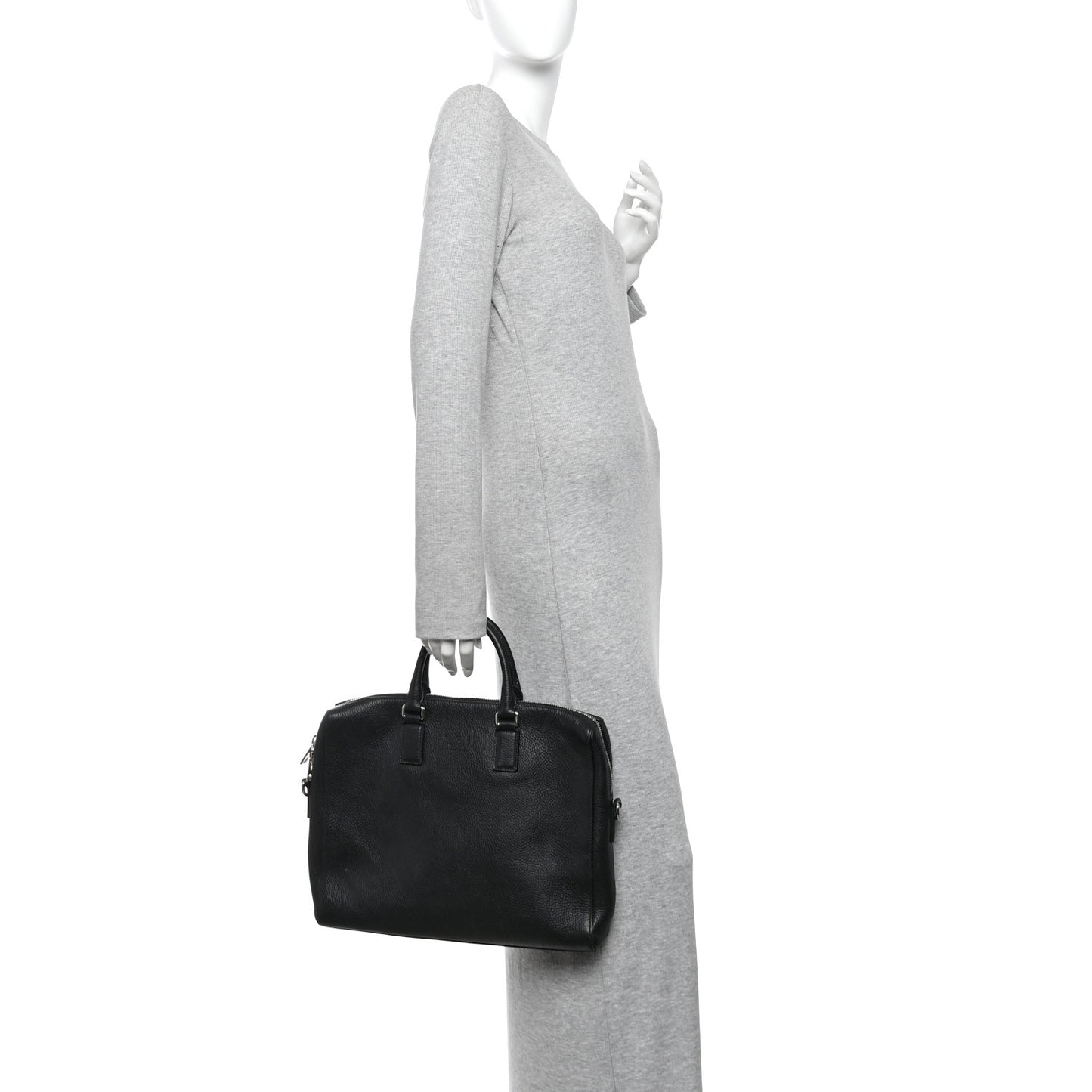 Pebbled Calfskin Briefcase Black