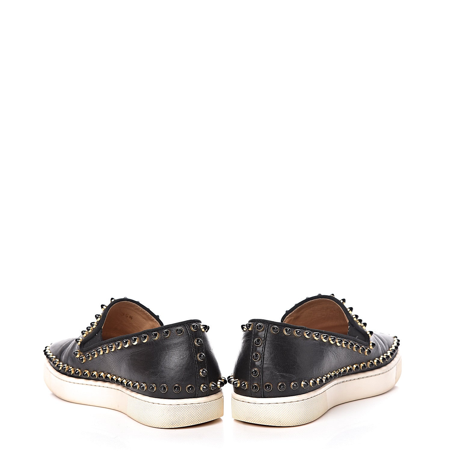 Christian Louboutin Calfskin Studded Womens Cador Flat 35.5 Black 6 of 17