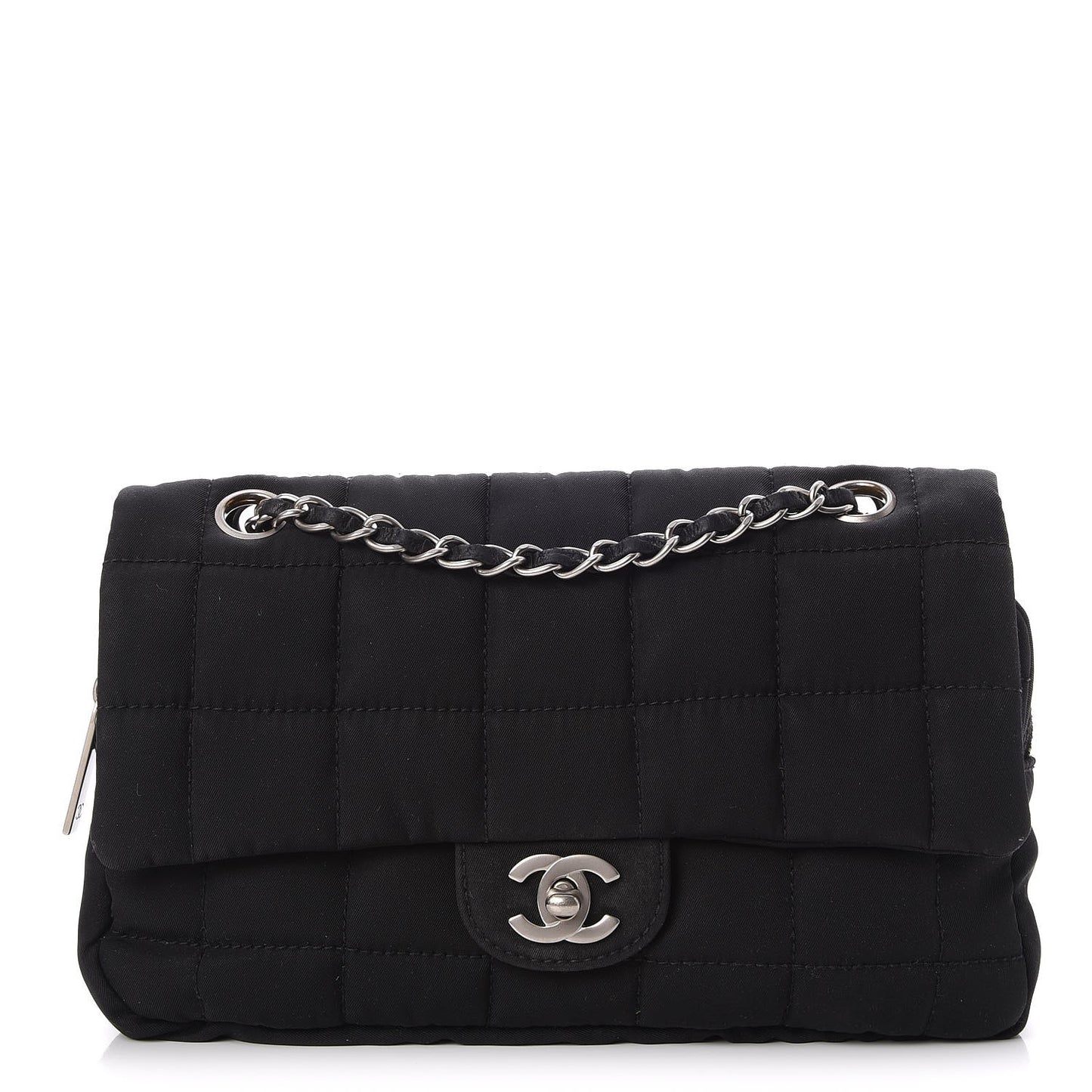 Nylon Square Quilted Flap Black