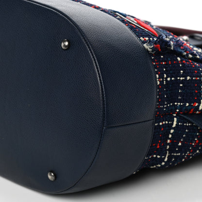 Chanel Tweed Crest Trip Backpack Navy Burgundy 10 of 11