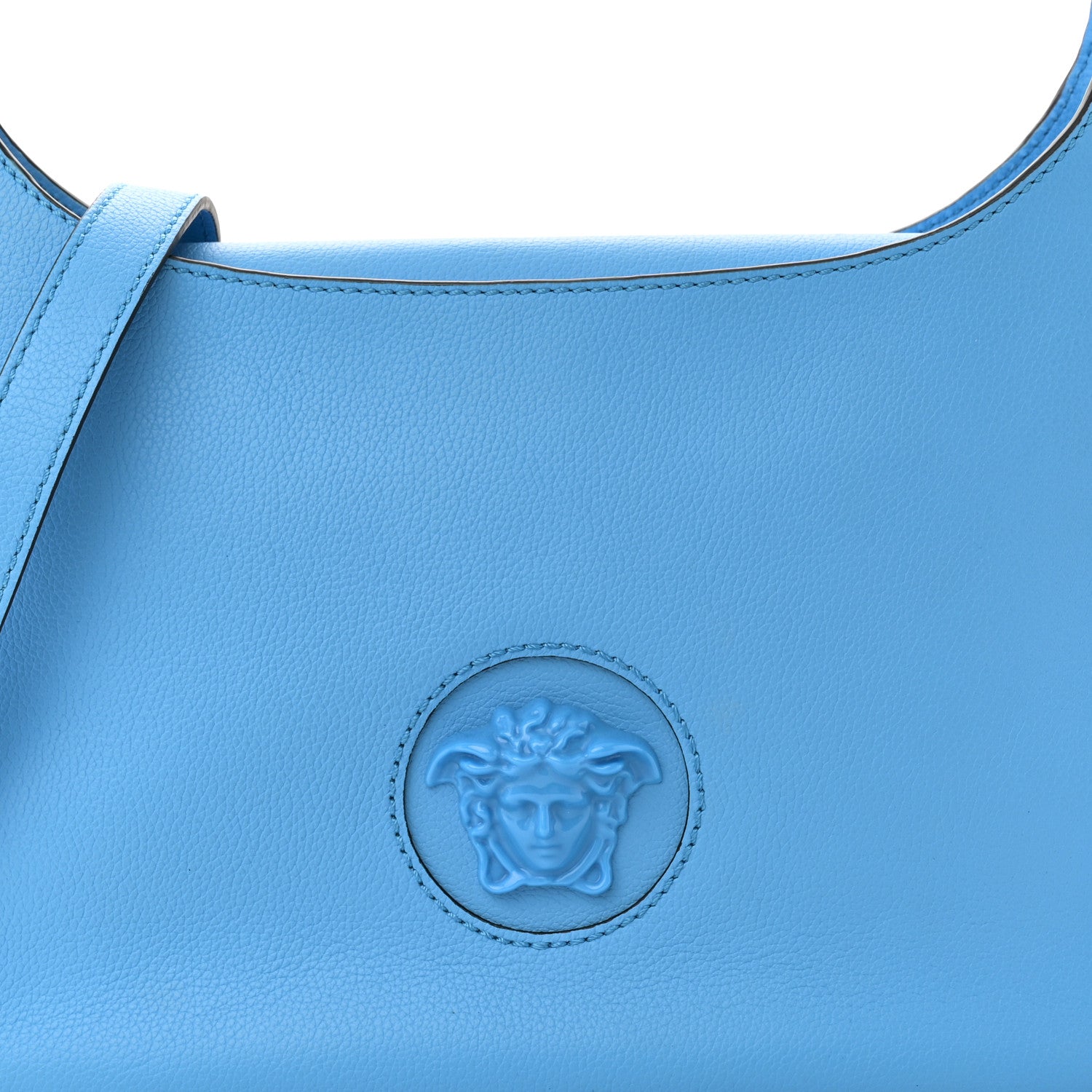 Versace Grained Calfskin La Medusa Medium Hobo Crossbody Blue 7 of 11