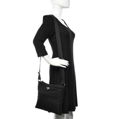 Prada Tessuto Nylon Small Flat Messenger Bag Black 2 of 10