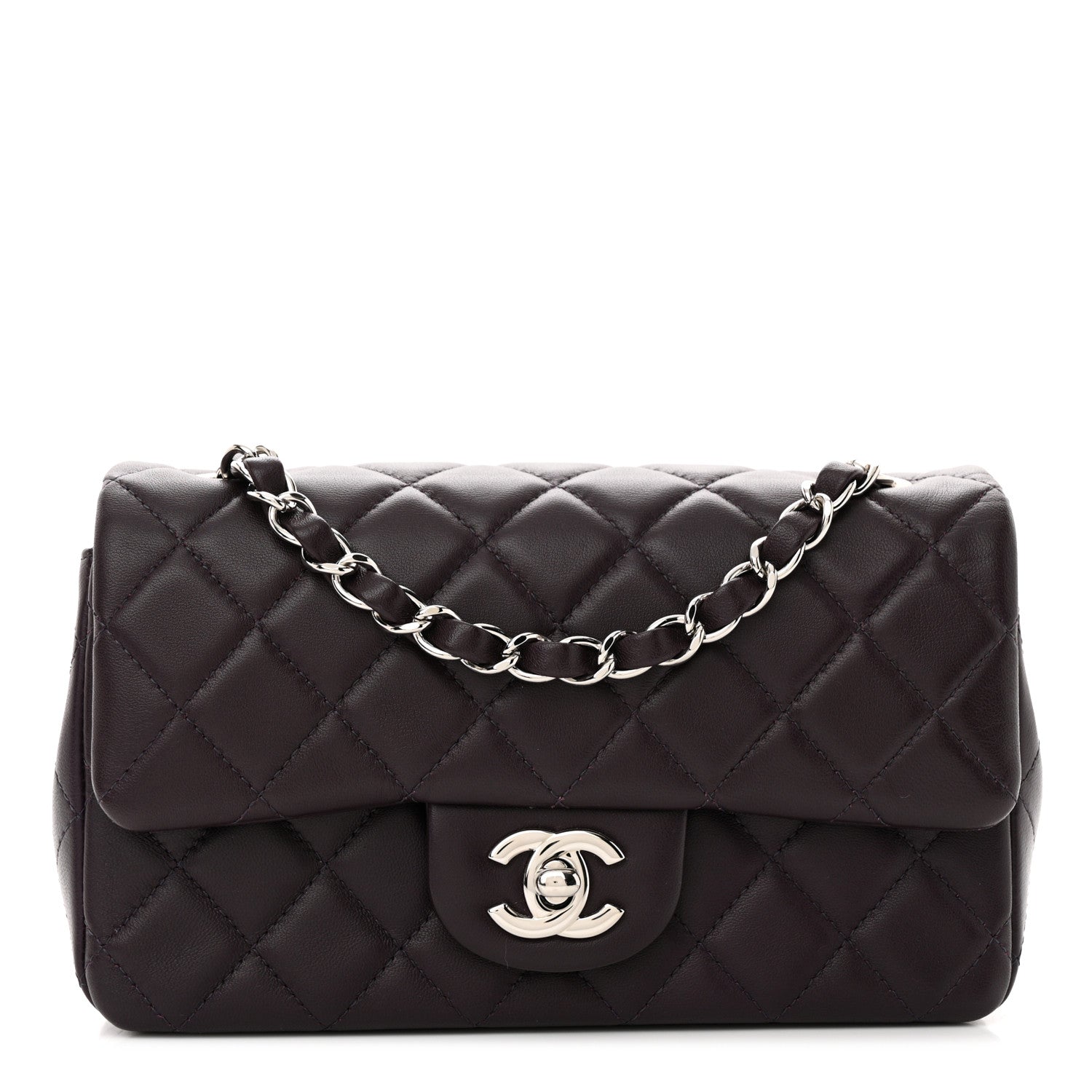 Chanel Lambskin Quilted Mini Rectangular Flap Dark Purple 1 of 11