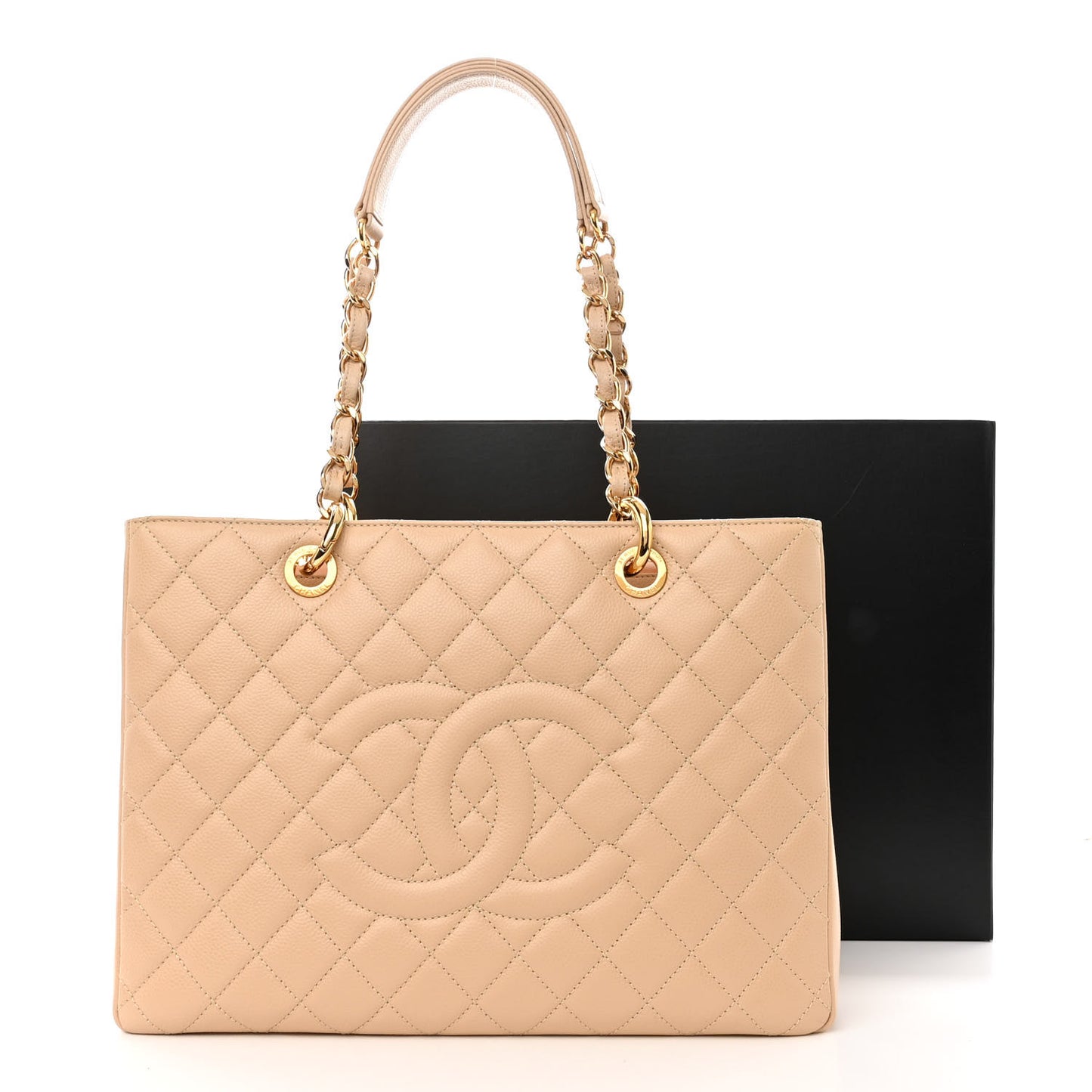 Caviar Quilted Grand Shopping Tote GST Beige Clair