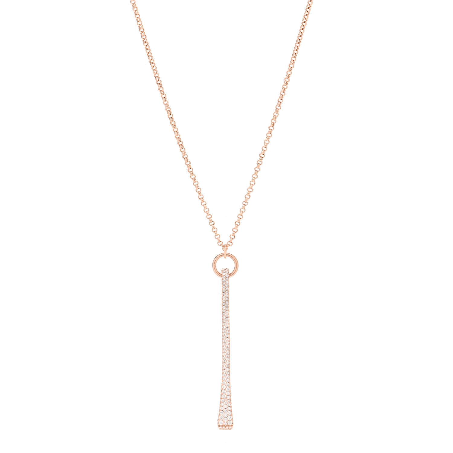 Hermes 18K Rose Gold Diamond Clou de Forge Pendant Necklace SH 1 of 5