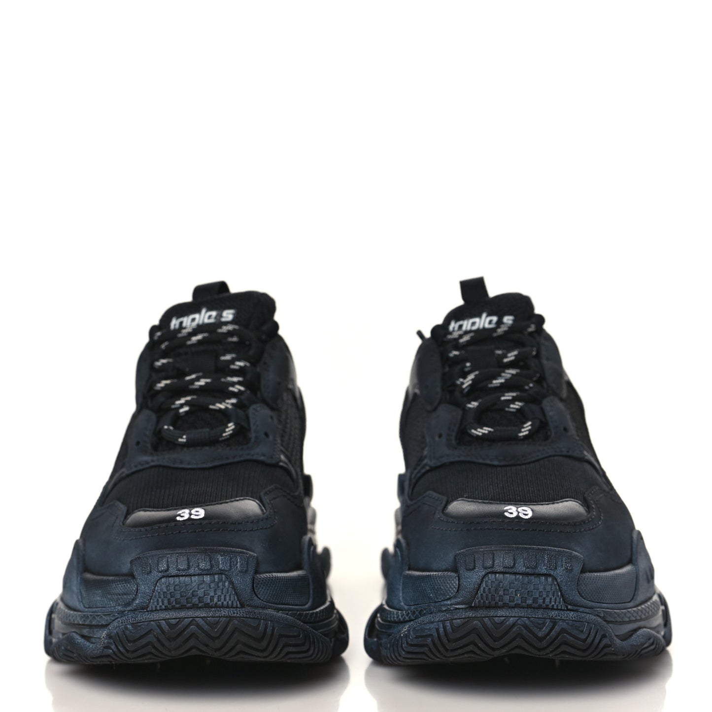 Fabric Mesh Washed Effect Womens Triple S Sneakers 39 Black