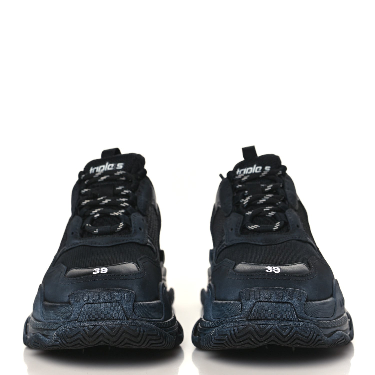 Balenciaga Fabric Mesh Washed Effect Womens Triple S Sneakers 39 Black 2 of 7