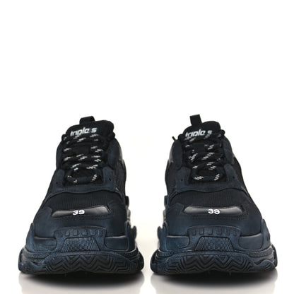 Balenciaga Fabric Mesh Washed Effect Womens Triple S Sneakers 39 Black 2 of 7