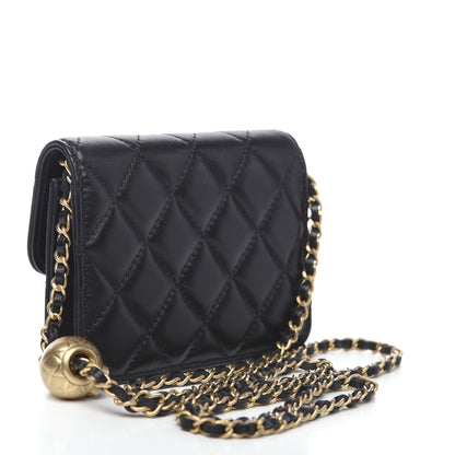 Chanel Lambskin Quilted Pearl Crush Clutch With Chain Black 2 of 8