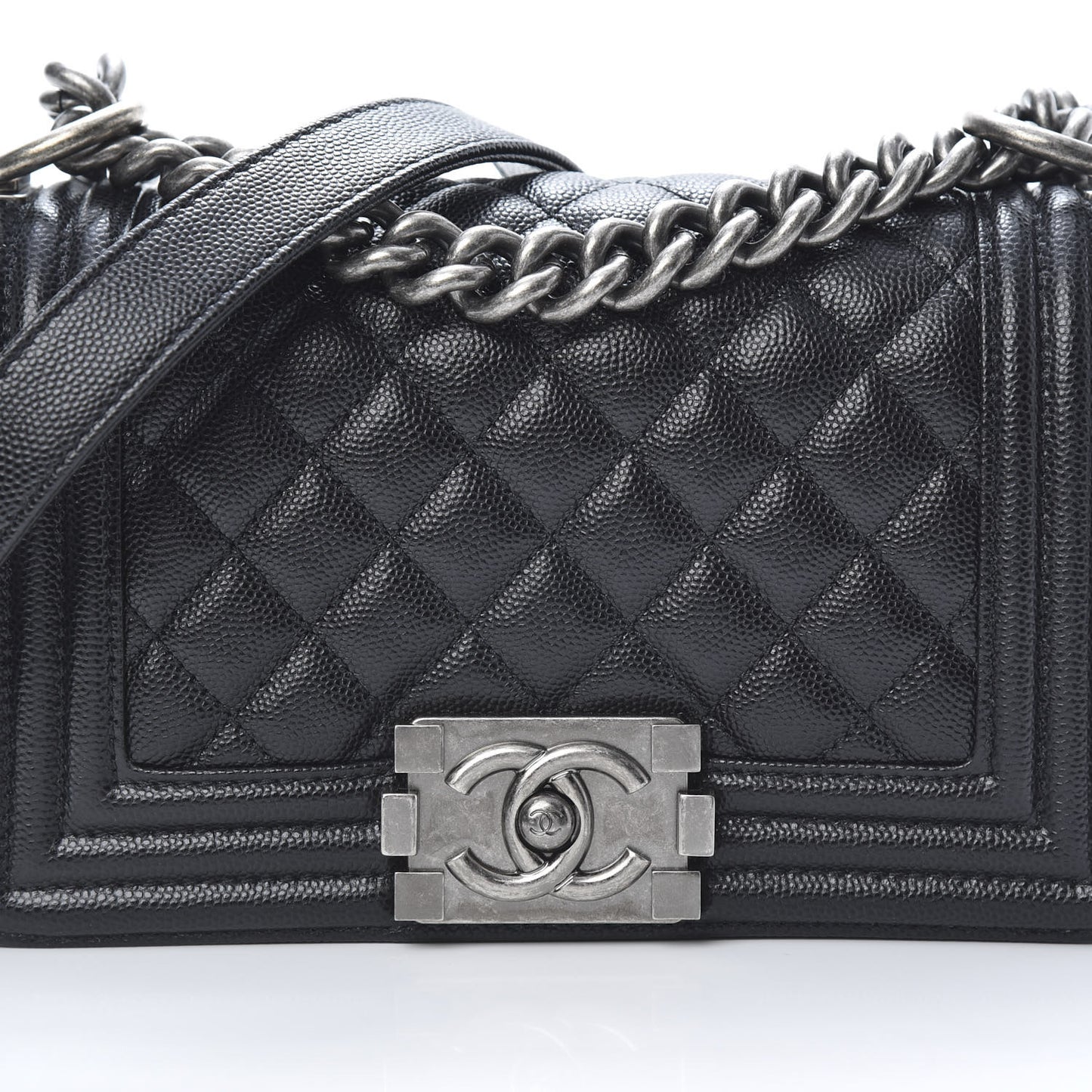 Caviar Quilted Small Boy Flap Black