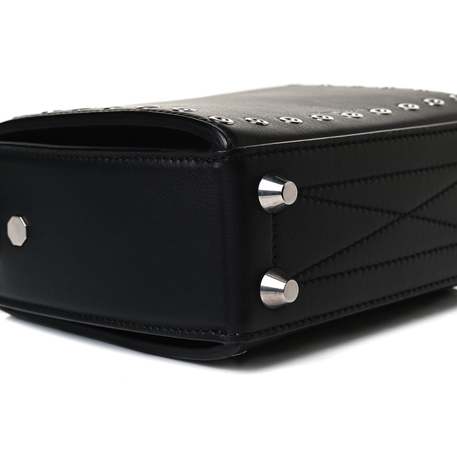 Alexander McQueen Fine Grain Goatskin Perforated Box Shoulder Bag 16 Black 9 of 16