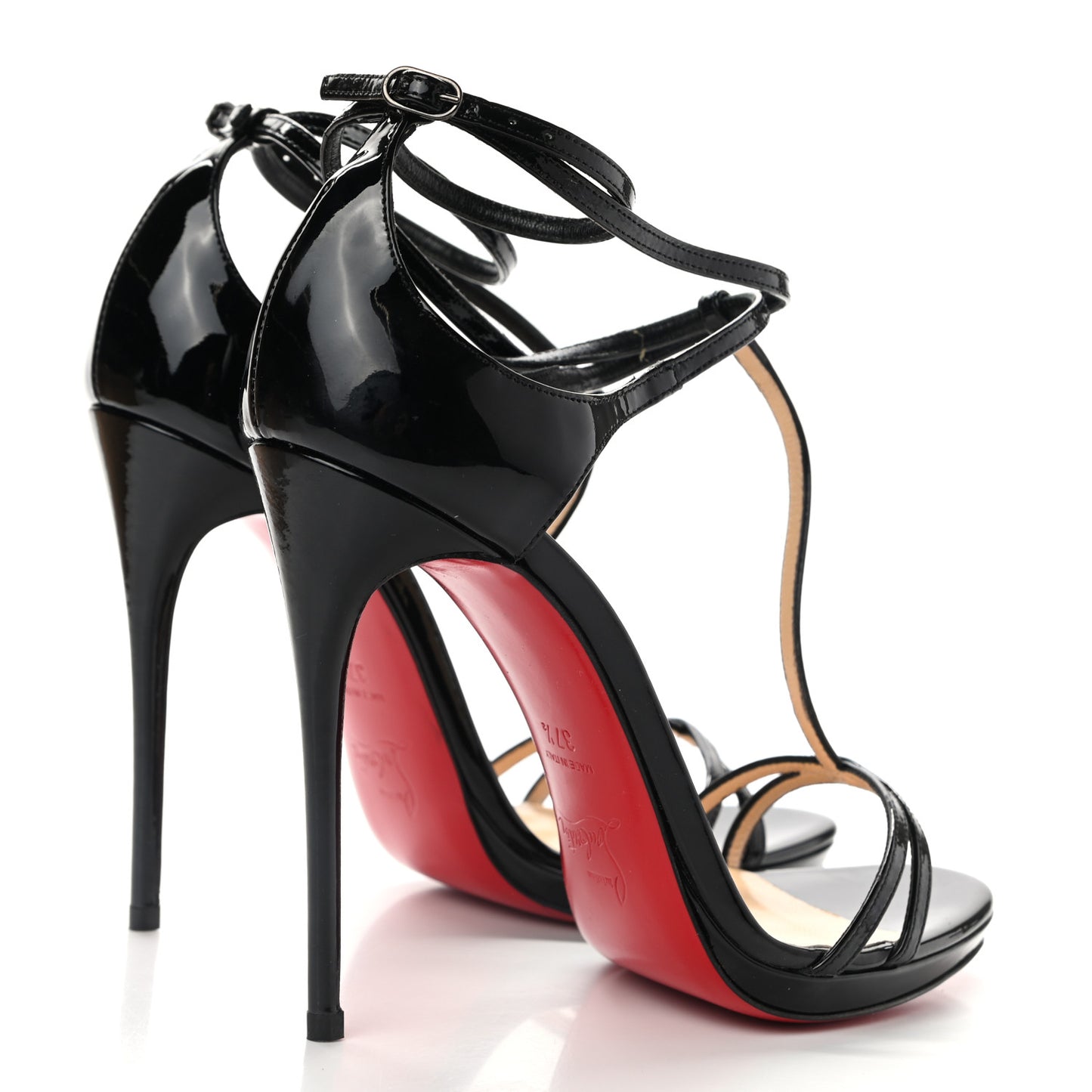 Patent 100 T-Strap Sandals 37.5 Black