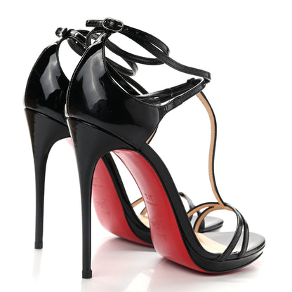 Christian Louboutin Patent 100 T-Strap Sandals 37.5 Black 4 of 8