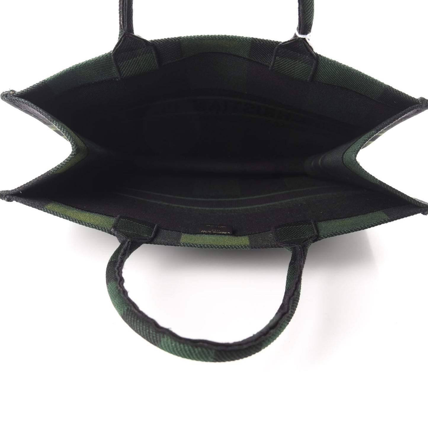 Canvas Embroidered Checkered Book Tote Black Green