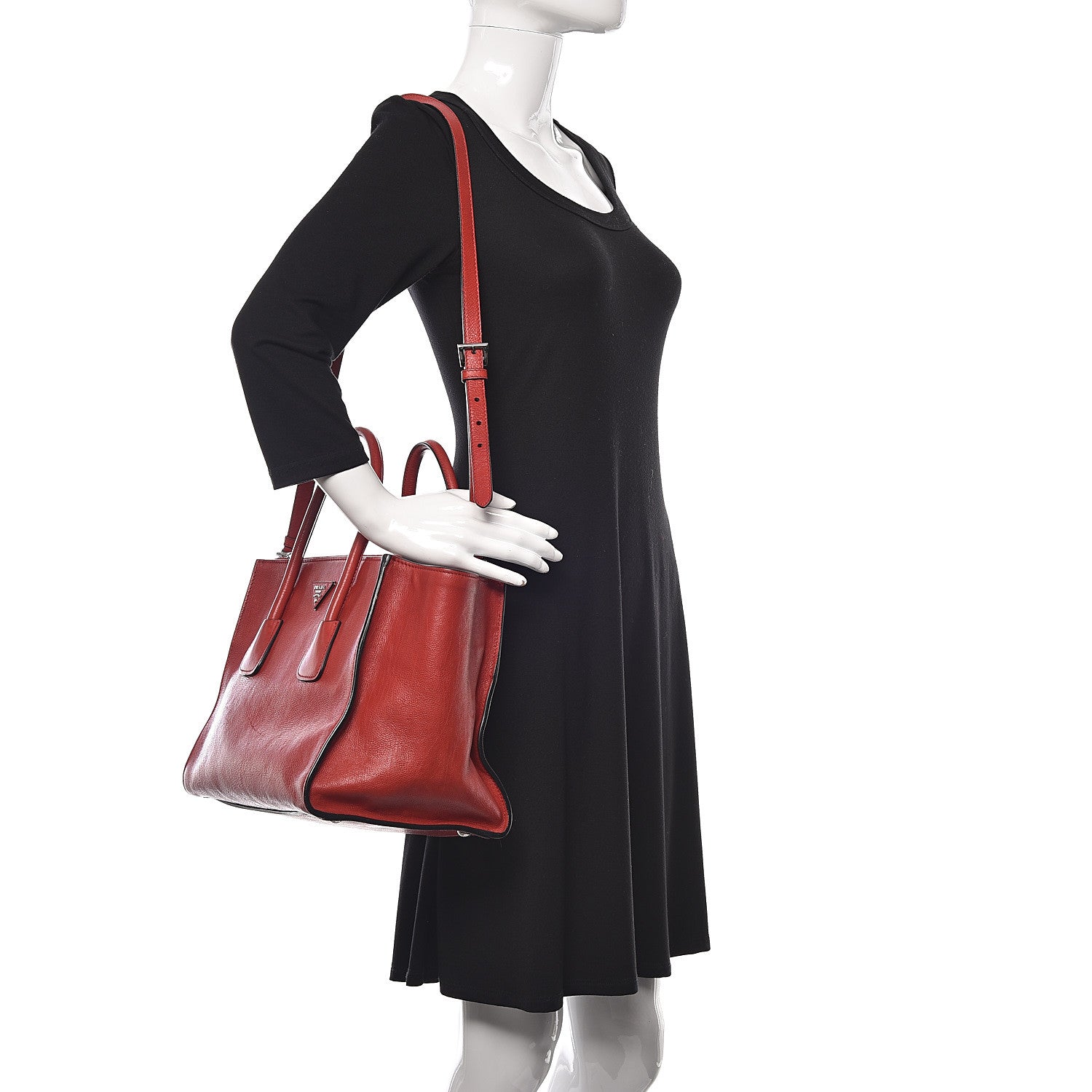 Prada Glace Calf Twin Pocket Tote Fuoco 2 of 11