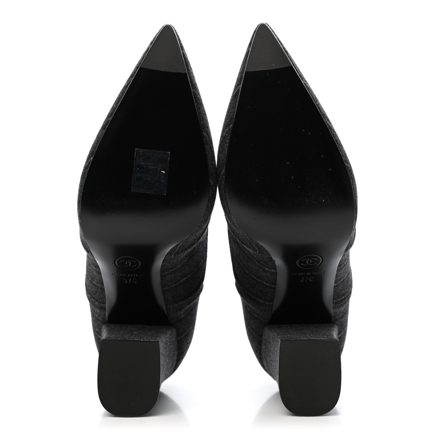Chanel Fabric Lace Up Ankle Booties 37 Grey 4 of 4