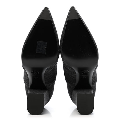 Chanel Fabric Lace Up Ankle Booties 37 Grey 4 of 4