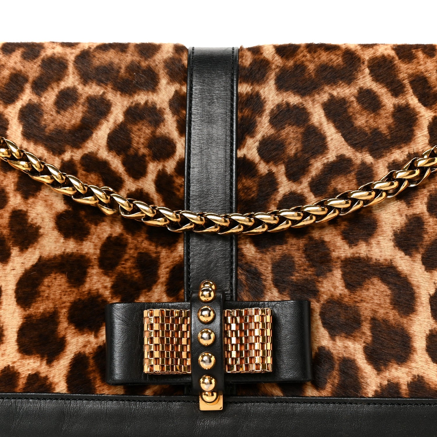 Christian Louboutin Pony Hair Leopard Print Sweet Charity Shoulder Bag Black 8 of 10