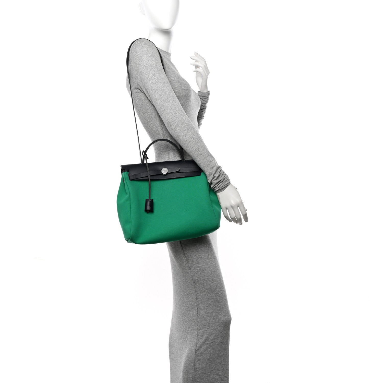 Hermes Vache Hunter Toile Herbag Zip Retourne 31 PM Cactus Bleu Indigo 2 of 12