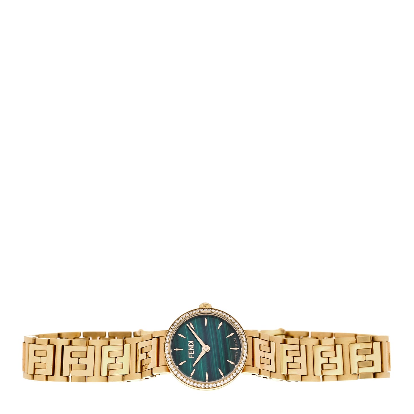 Stainless Steel Diamond Bezel Malachite 19mm Fendi Forever Quartz Watch