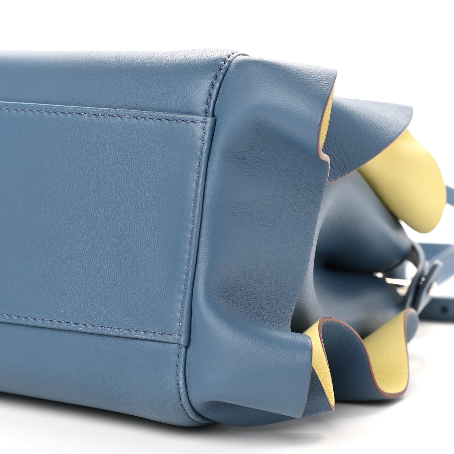 Nappa Bi-Color Mini Waves Peekaboo Iconic Satchel Ceruleo Banana