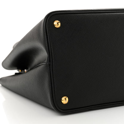 Prada Saffiano Cuir Medium Double Bag Black Fuoco 8 of 14
