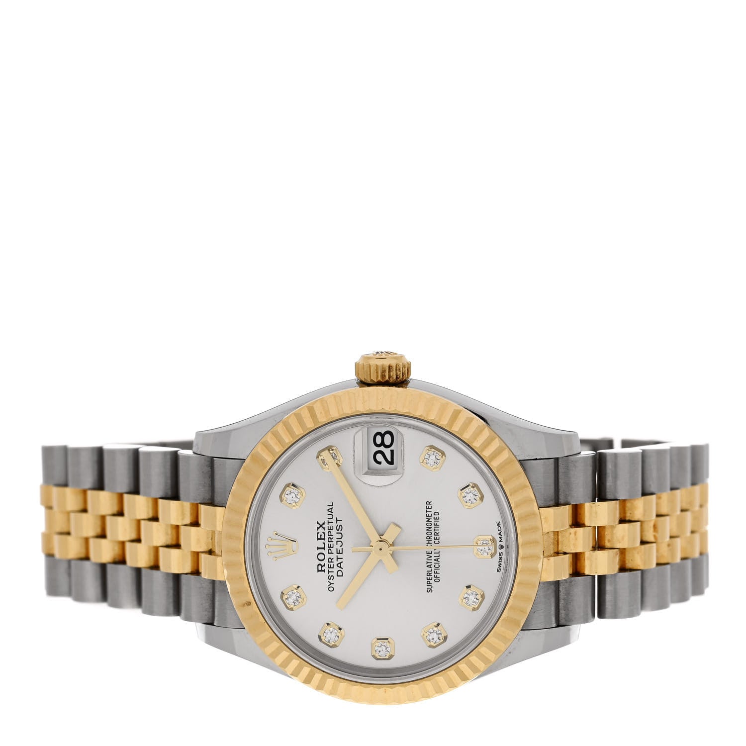 Rolex Stainless Steel 18K Yellow Gold Diamond 31mm Oyster Perpetual Datejust Watch Silver 278273 2 of 4