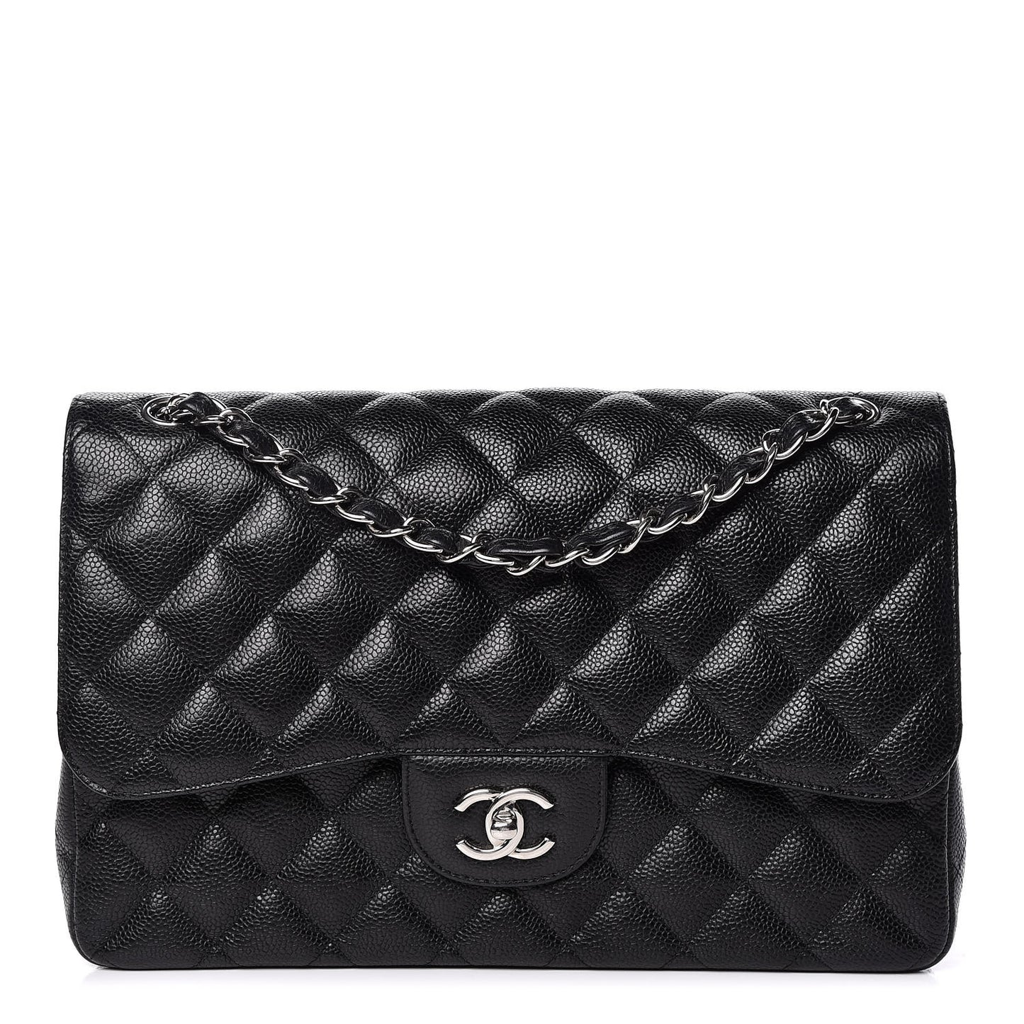 Caviar Quilted Jumbo Double Flap Black