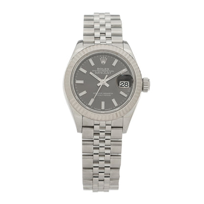 Rolex Stainless Steel 18K White Gold 28mm Oyster Perpetual Datejust Watch Black 279174 1 of 5
