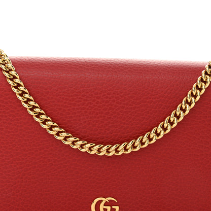 Gucci Dollar Calfskin Mini GG Marmont Chain Wallet Hibiscus Red 8 of 11