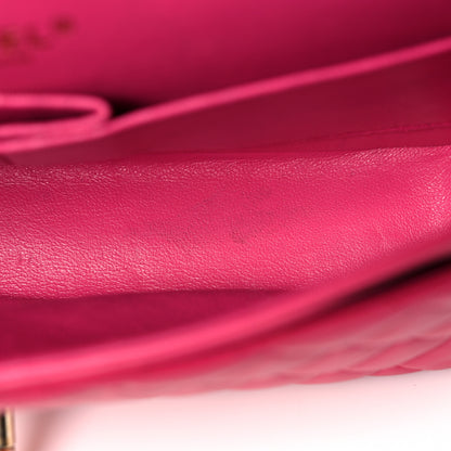 Chanel Lambskin Quilted Medium Double Flap Dark Pink 13 of 21