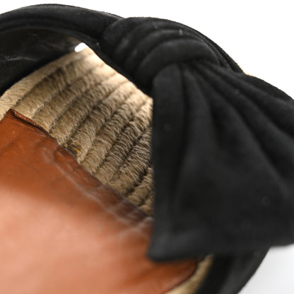 Valentino Garavani Suede Tropical Bow Espadrille Flat Slide Sandals 37.5 Black 11 of 15